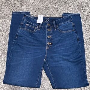 J. Crew Dark Wash Curvy High-Rise Button Fly Skinny Jeans Sz 27